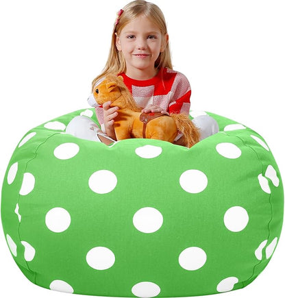Aubliss Stuffed Animal Bean Bag Storage Chair (Green Dot, Large (38''))