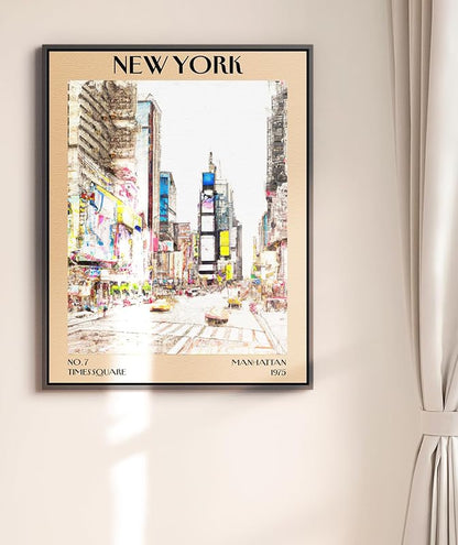 Retro Vintage New York Wall Art Print - 11x14 Unframed Poster - New York City Souvenirs, Cute Trendy Colorful Wall Decor (Times Square, 11x14")