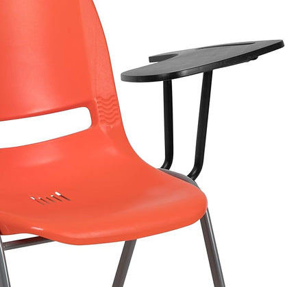 Flash Furniture HERCULES 5 Pack Orange Ergonomic Shell Chair with Left Handed Flip-Up Tablet Arm
