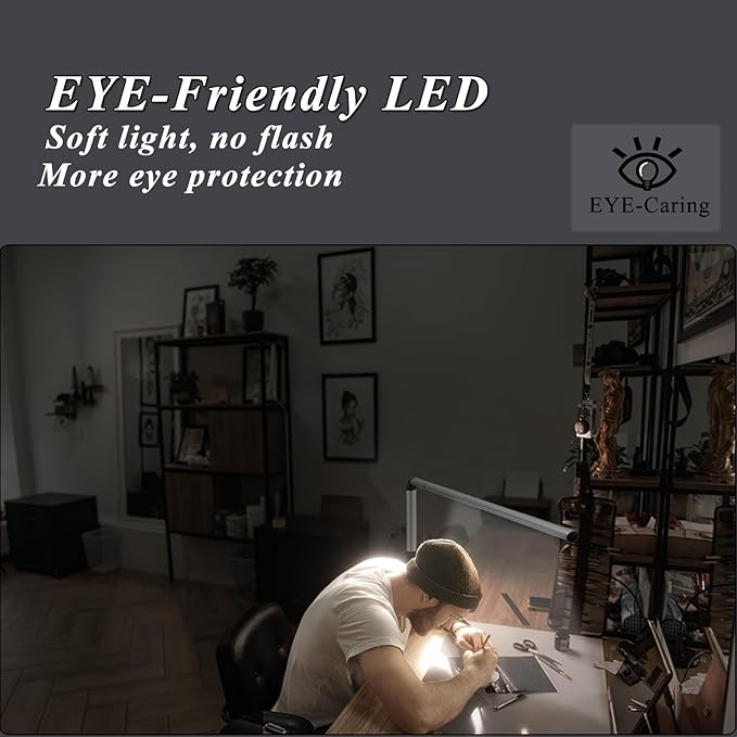 LED Swing arm Professional Grade Aluminum Desk lamp, Nail Technician Desk lamp, 81 LED Beads, Natural Spectrum Light, Suitable for Studio, Basement, Painting, Reading. (Silver)