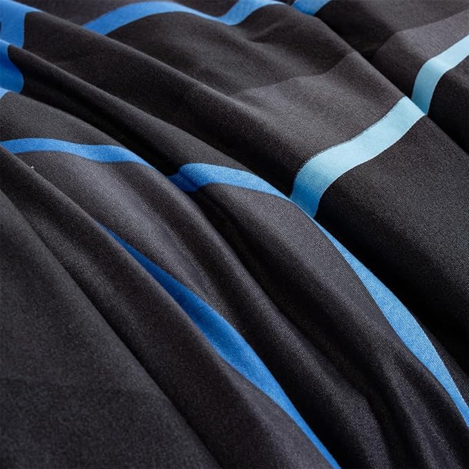 NTBED 3D Geometric Comforter Set for Boys Kids, Irregular Diamond Pattern Lightweight Microfiber Bedding Sets All Season (Dark Blue, Twin)