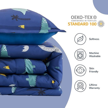 SLEEP ZONE Kids Bedding Twin Comforter Set - Cute Printed for Boys, Girls, Teens, Super Soft, Fade Resistant, Dino Family, Twin