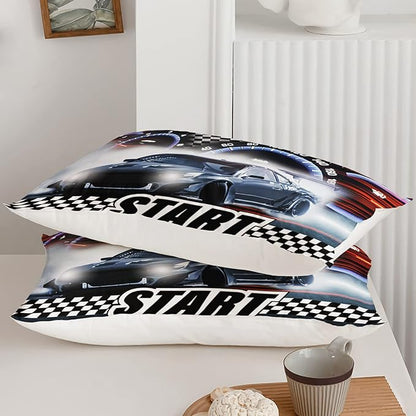 Axolotl Race Car Comforter Set Full Size,Extreme Sports Bedding Set for Boys Teens Kids Girls Room Decor,Cool Speed Luxury Car Quilt Bed Set with 1 Comforter 2 Pillowcases Car Racing Gifts
