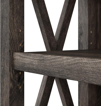 Bush Furniture Key West Tall 5 Shelf Bookcase in Dark Gray Hickory