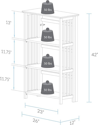 Casual Home "Soho Manhattan 4-Shelf Folding Bookcase 26"" Wide - Natural (333-40)