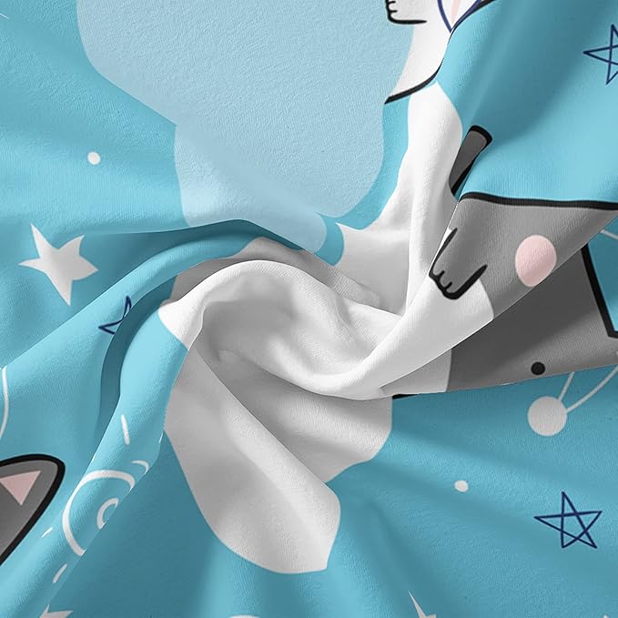 Cat Comforter King Size,Blue Cloud Cats Comforter Set for Kids Teens Girls Boys,3Pcs Bedding Set Printed Comforter with 2 Pillowcases,Down Alternative,Soft and Lightweight，King Size