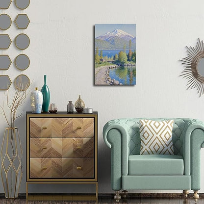 Color harmony mountain scenery blue sky lake wall painting suitable for living room natural scenery painting suitable for bedroom home decoration
