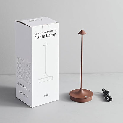 Cordless Table Lamps Rechargeable, LED Desk Lamp 4000mAh Battery Operated Outdoor Waterproof Portable Touch Dimmable Table Light for Patio/Restaurant/Bar/Indoor (Brown-1PC)