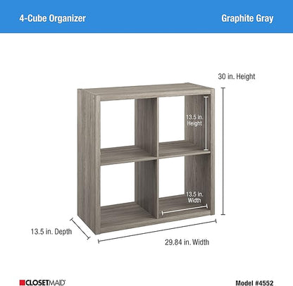 ClosetMaid 4552 Decorative Open Back 4-Cube Storage Organizer, Graphite Gray