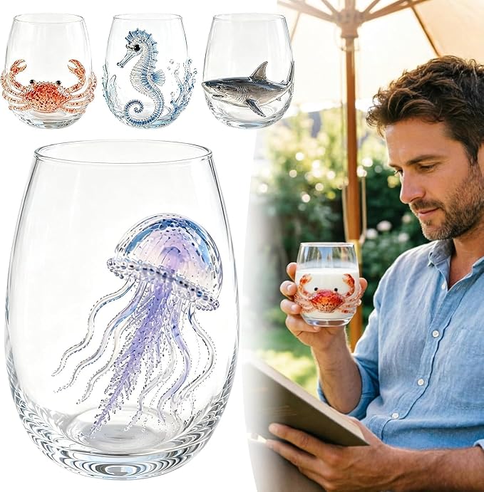 Artisan Blue Octopus Glassware Handmade 3D Ocean Decor Gift