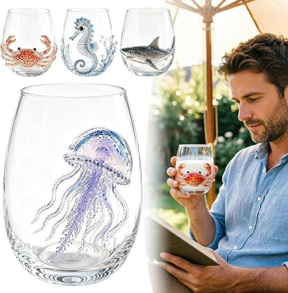Artisan Blue Octopus Glassware Handmade 3D Ocean Decor Gift