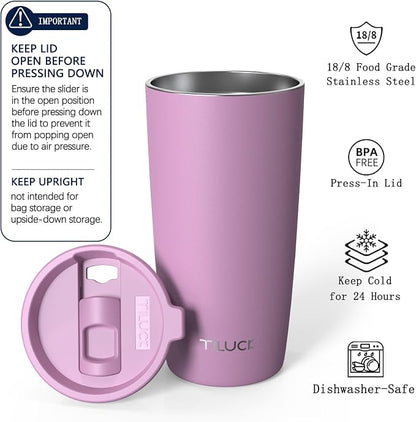 TILUCK 20 oz Insulated Coffee Tumbler with BPA-Free Lid | Travel Coffee Mug, Dishwasher Safe, Cup Holder Friendly, Double-Wall Vacuum Insulation for Hot & Cold Drinks, Matte Lilac