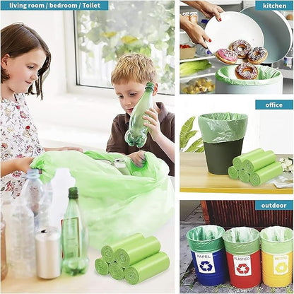 Biodegradable Trash Bags - 13 Gallon Durable Garbage Bag [100 Count], Perfect for Tall Trash Cans Green Thicken Recycling Bin Bags for Kitchen, Bathroom, Camping, Office, Car