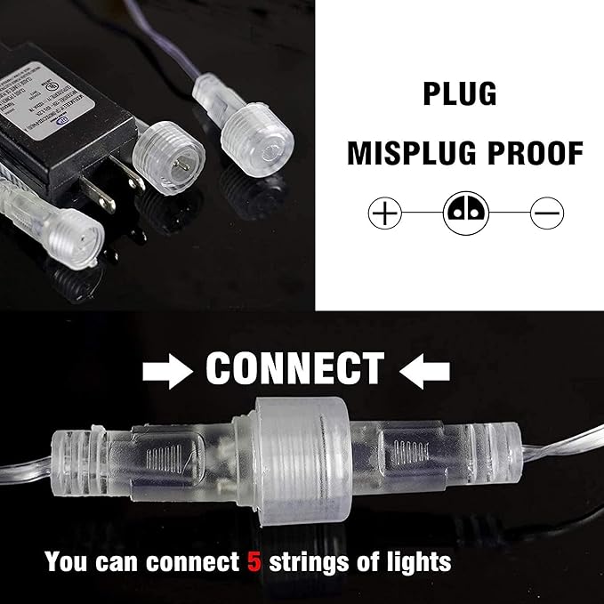 Dazzle Bright 4th of July Lights Decorations, 288LED Red Blue and White Meteor Shower Rain Lights 12Inch 8 Tubes, Waterproof Plug in Falling Rain Lights Independence Day for Outdoor Yard