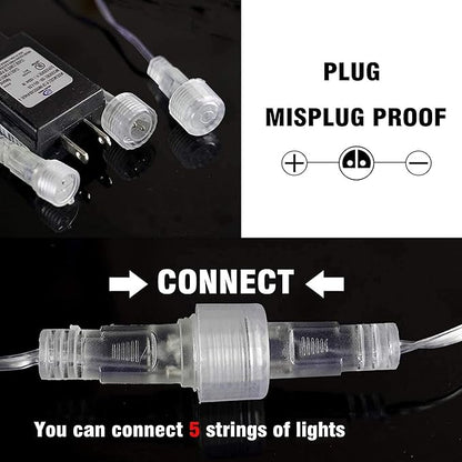 Dazzle Bright 4th of July Lights Decorations, 288LED Red Blue and White Meteor Shower Rain Lights 12Inch 8 Tubes, Waterproof Plug in Falling Rain Lights Independence Day for Outdoor Yard
