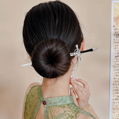 Qianyu 4 Pcs Ancient Style Sword Hair Chopstick Chinese Style Hair Stick for Bun Hair Long Hair Classic Vintage Ancient Sword Shape Hair Stick Women Girl Decorative Accessories (Style 3)