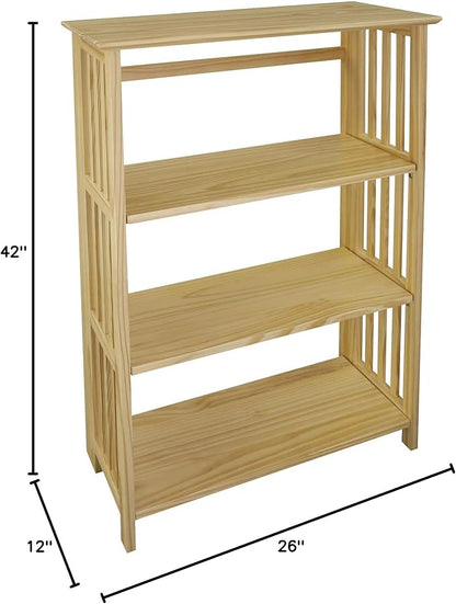 Casual Home "Soho Manhattan 4-Shelf Folding Bookcase 26"" Wide - Natural (333-40)