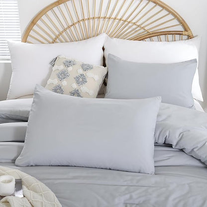Full Size Comforter Modern Light Grey 3PCS Microfiber Bed Comforter Sets for All Season Comforter for Men, Women and Girls Soft Lightweight Bedding Set