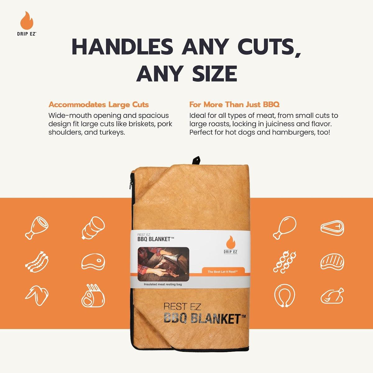Rest EZ BBQ Blanket® - Insulated Meat Resting Bag for Moisture Retention and Tender BBQ - Heavy-Duty with Wide Mouth Design for Briskets, Pork Shoulders, Steaks