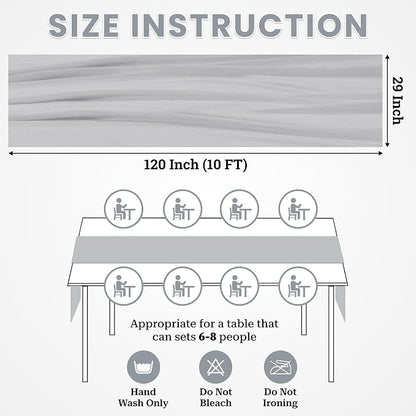 Pack of 15 | Grey | 10ft Chiffon Table Runner 29x120 Inches Long Romantic Rustic Sheer Gauze Runner for Wedding Bridal Shower Birthday Banquets Engagement Spring Easter Boho Decorations