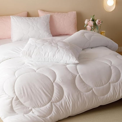 White Flower Comforter King White Sunflower Print Bed King Comforter Set 3 Pieces White Floral Comforter Set for Women Girls Bedroom Decor All Season Hotel Quality Comforter Set