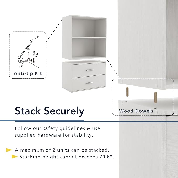 Apexa 6 Cube Storage Organizer Shelves, Stackable Wood Bookcase Fits Cubby Bins for Organization, Dorm Teen Room Decor & Home Office, Greige