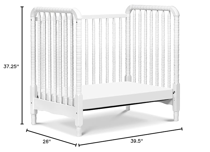 DaVinci Jenny Lind 3-in-1 Convertible Mini Crib in White, Removable Wheels, Greenguard Gold Certified