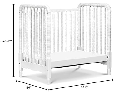 DaVinci Jenny Lind 3-in-1 Convertible Mini Crib in White, Removable Wheels, Greenguard Gold Certified