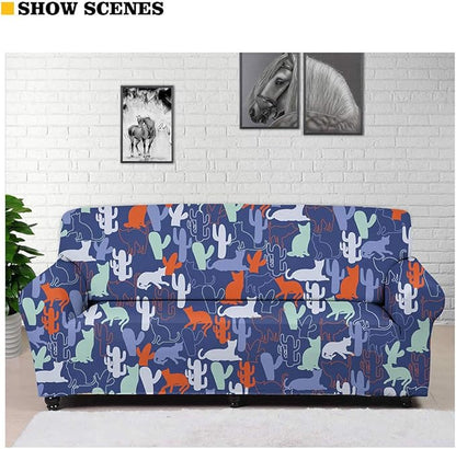 FKELYI Christmas Sofa Cover Stretch Couch Covers Xmas Poinsettia Berry Printed Non Skid Cushion Couch Sofa Slipcover Furniture Protector-XL