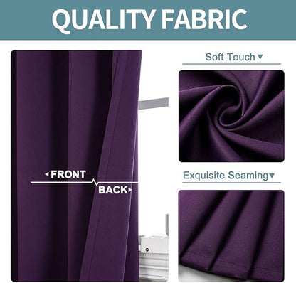 ChrisDowa Grommet Blackout Curtains for Bedroom and Living Room - 2 Panels Set Thermal Insulated Room Darkening Curtains (Royal Purple, 38W x 45L)
