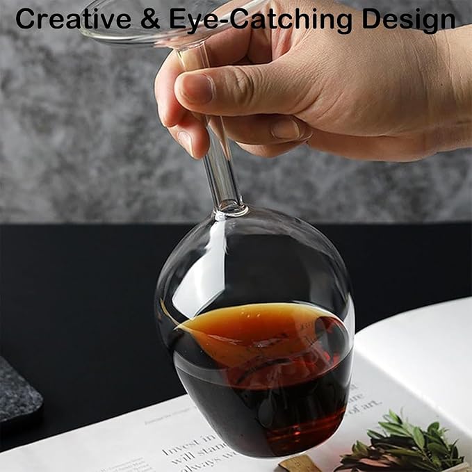 Upside down Wine Glass, Inverted Wine Glass - 400ml Funny Red Wine Glasses, Novelty Upside-Down Stemware for Cocktails, Juice & Parties, Modern Creative Glassware Gift (1PCS)