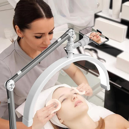 Half Moon Lash Light for Eyelash Extensions, Half Moon Lash Lamp with Phone Holder for Makeup, Nail, Facial, Tattoo - Dimmable Eyelash Lamp & Color Temperature 3000K-6000K