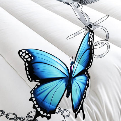 CVHOUSE Butterfly Bedding Set,Butterfly Comforter King,Butterfly Comforter Set for Girls Kids Teens,Butterflies Quilt Set with 1 Comforter and 2 Pillow Cases- 3 Piece