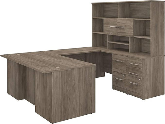 Bush Business Furniture 500 Home Office Desk, 72W, Modern Hickory