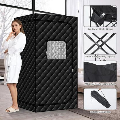 Portable Infrared Sauna with Red Light, Personal Sauna Spa with Remote Control and Large Foldable Chair, Full Size Dry Heated Home Saunas Tent for Detoxation & Relaxation