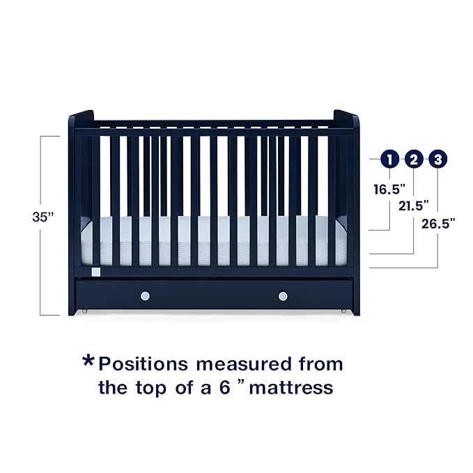 Delta Children babyGap Graham 4-in-1 Convertible Crib with Storage Drawer + Brannan Bear Bookcase with Bins + Brannan Bear Wall Shelf with 4 Hooks, Navy/Light Blue (Bundle)