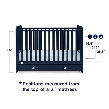 Delta Children babyGap Graham 4-in-1 Convertible Crib with Storage Drawer + Brannan Bear Bookcase with Bins + Brannan Bear Wall Shelf with 4 Hooks, Navy/Light Blue (Bundle)