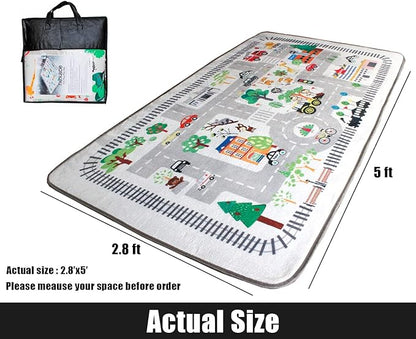 Kids Rug Play Mat, City Life Great for Playing with Cars for Bedroom Playroom,Soft Carpet (2.6'x5')