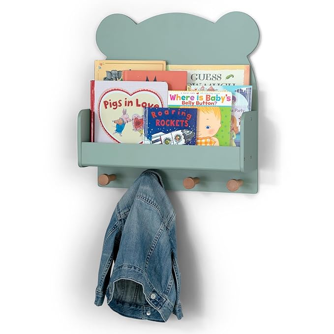 Delta Children babyGap Oxford 6-in-1 Convertible Crib + Brannan Bear Bookcase with Bins + Brannan Bear Wall Shelf with 4 Hooks, Navy/Natural (Bundle)