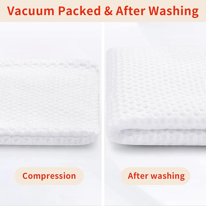 Homaxy 100% Cotton Waffle Weave Kitchen Towels, 3-Pack, White | 13 x 28 Inches, Ultra Soft Absorbent Dish Towels, Quick Drying Cleaning Towels