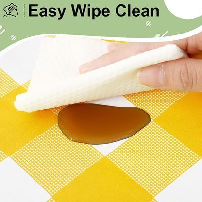 4 Packs Buffalo Disposable Table Cloth, 54 x 108 Inch Waterproof Plastic Tablecloth, Rectangle Yellow and White Checkered Table Covers for Picnic, Birthday, Party, Back to School