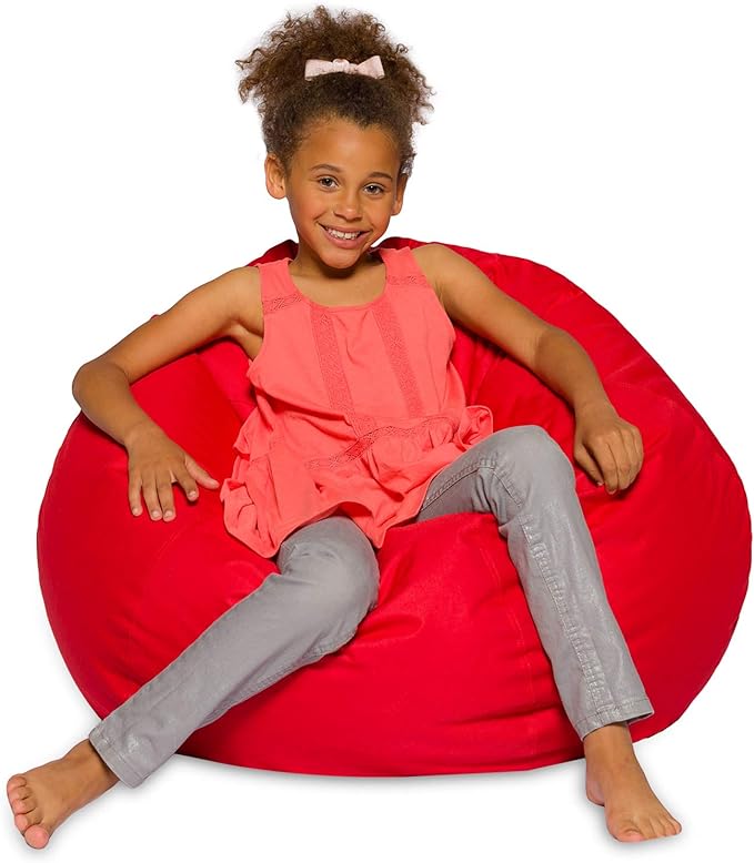 Posh Beanbags Bean Bag Chair, Large-38in, Solid Red