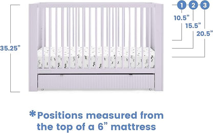 Delta Children Cassie 4-in-1 Convertible Crib with Underdrawer - Greenguard Gold Certified, Lilac