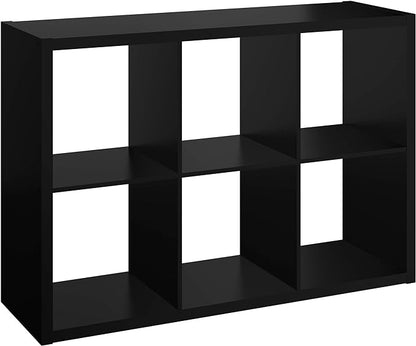ClosetMaid 6 Cube Storage Shelf Organizer Bookshelf with Open Back, Vertical or Horizontal, Easy Assembly, Wood, Black Finish