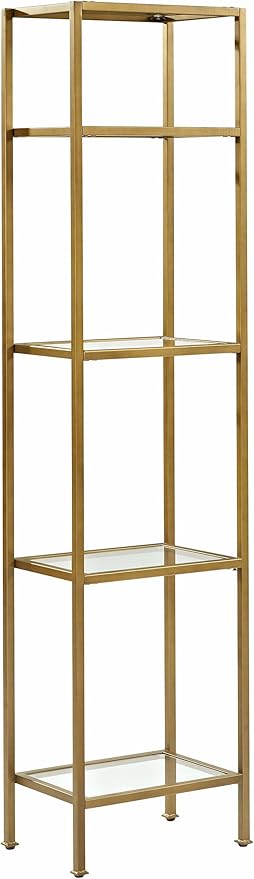 Crosley Furniture Aimee Narrow Etagere Bookcase - Gold and Glass