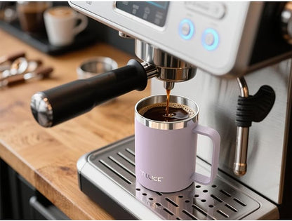TILUCK 12 oz Insulated Coffee Mug with Lid and Handle | BPA-Free Lid, Double-Wall Vacuum Insulation, Stainless Steel Coffee Cup,Dishwasher Safe Mug for Hot & Cold Drinks,LightPurple