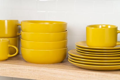 10 Strawberry Street Wazee Matte Coupe Dinnerware, Bowl, Yellow, Set of 6