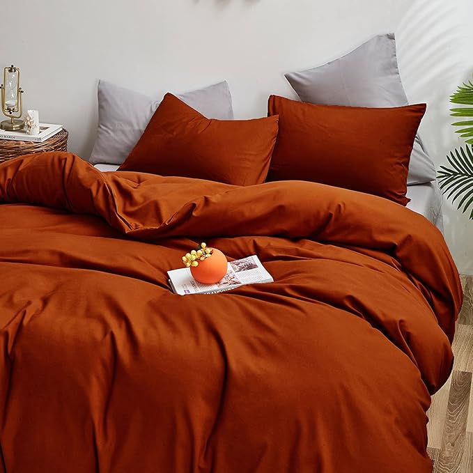 Burnt Orange Comforter Queen Rust Bedding Set Queen Reddish Caramel Color Terracotta Comforter 3 Pieces Women Lightweight Burnt Orange Queen Blanket Rust Queen Bed Comforter Set Durable