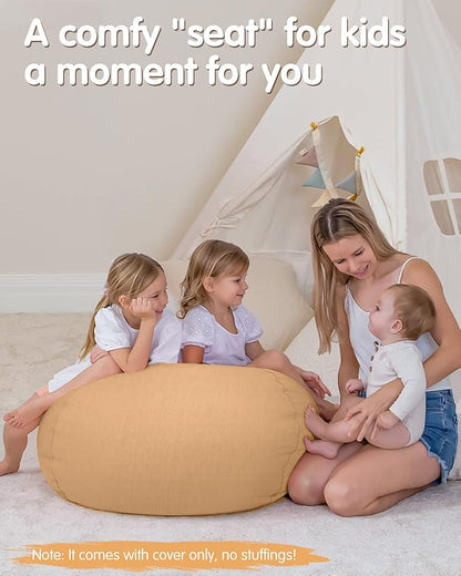 Aubliss Stuffed Animal Bean Bag Storage Chair (Solid Khaki, Medium (32''))
