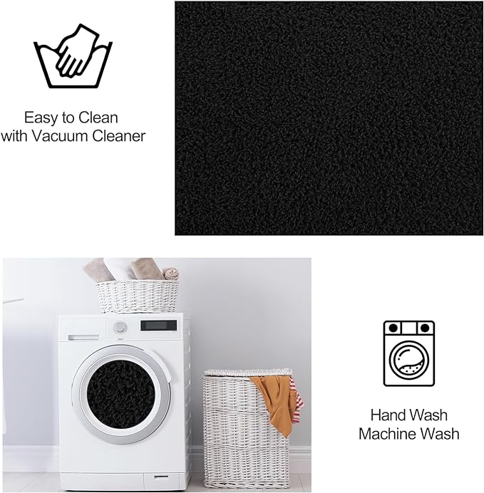 Area Rugs for Bedroom Living Room, 5x8 Black Super Soft Comfy Thickened Memory-Foam Indoor Carpets, Modern Aesthetic Minimalist Carpet for Boys Girls Adults Apartment Nursery Home Décor
